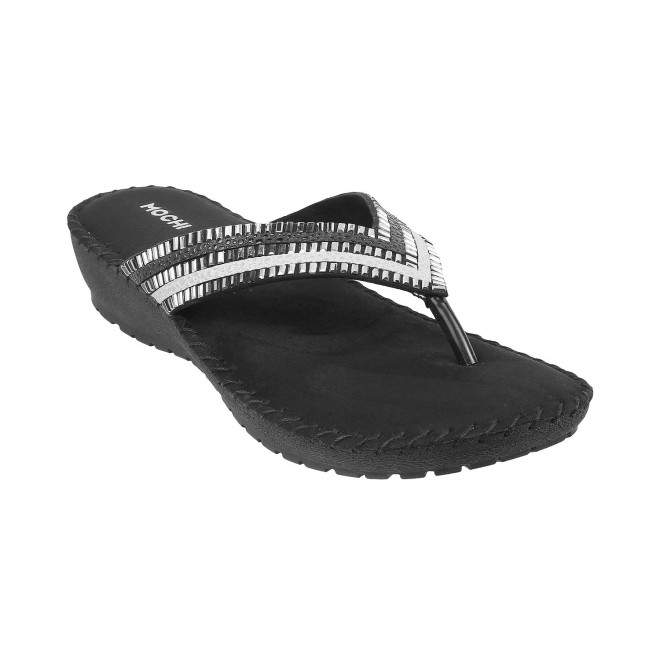 Mochi Women Black Casual Slippers