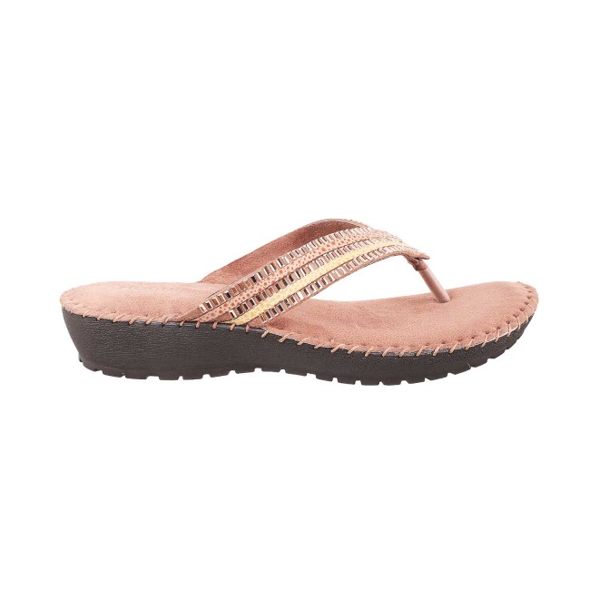 Mochi Women Rose-Gold Casual Slippers (SKU: 44-1680-52-36)