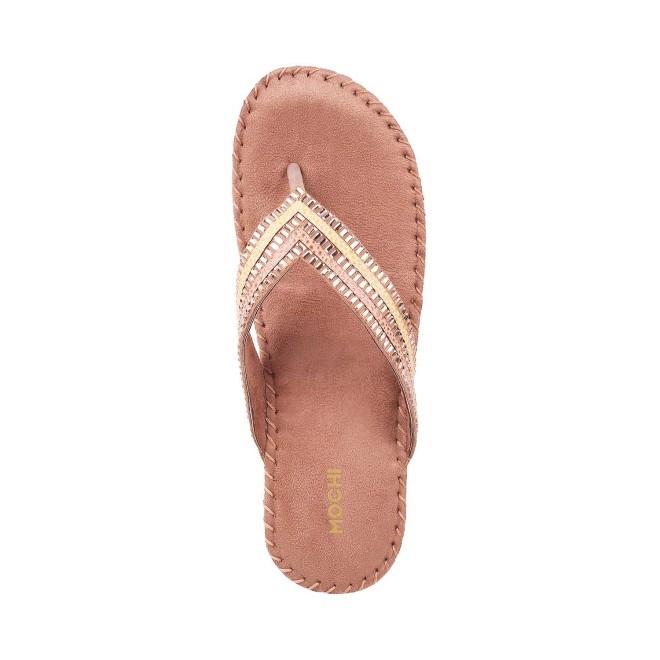 Mochi Women Rose-Gold Casual Slippers (SKU: 44-1680-52-36)