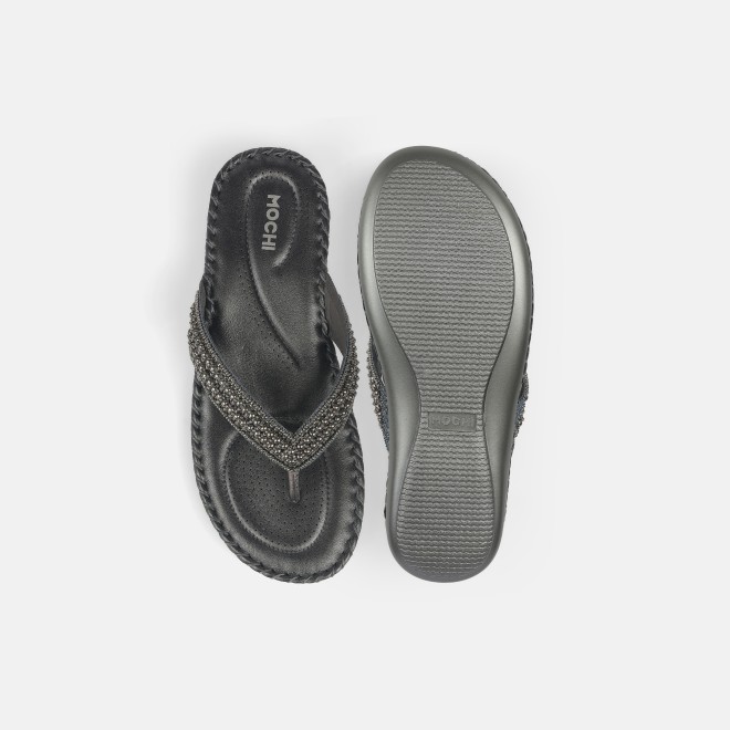 Mochi Women Gun-metal Casual Slippers (SKU: 44-169-29-42)