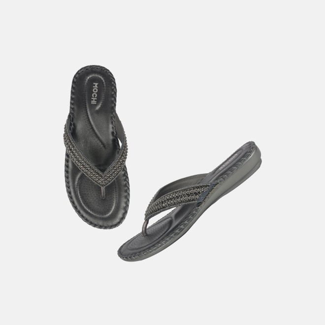 Mochi Women Gun-metal Casual Slippers (SKU: 44-169-29-42)