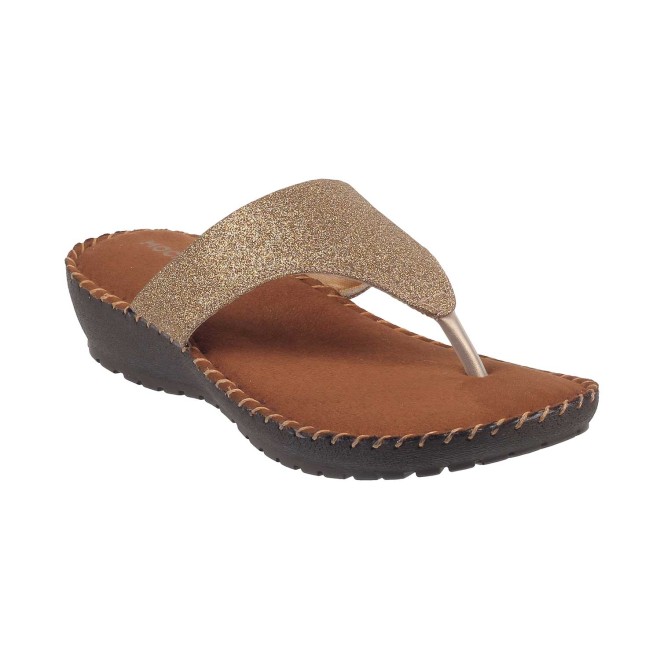Mochi Women Antique-Gold Casual Slippers (SKU: 44-1827-28-36)