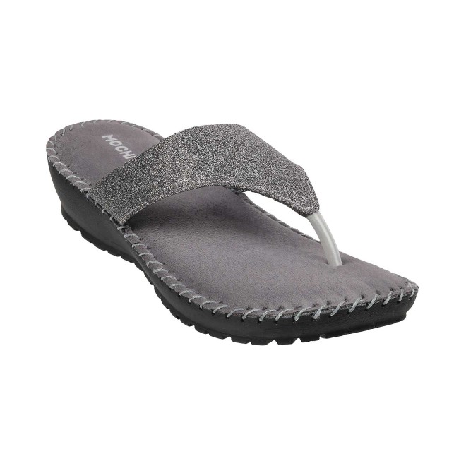 Mochi Women Gun-Metal Casual Slippers (SKU: 44-1827-29-36)