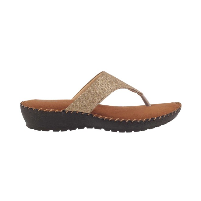 Mochi Women Antique-Gold Casual Slippers (SKU: 44-1827-28-36)