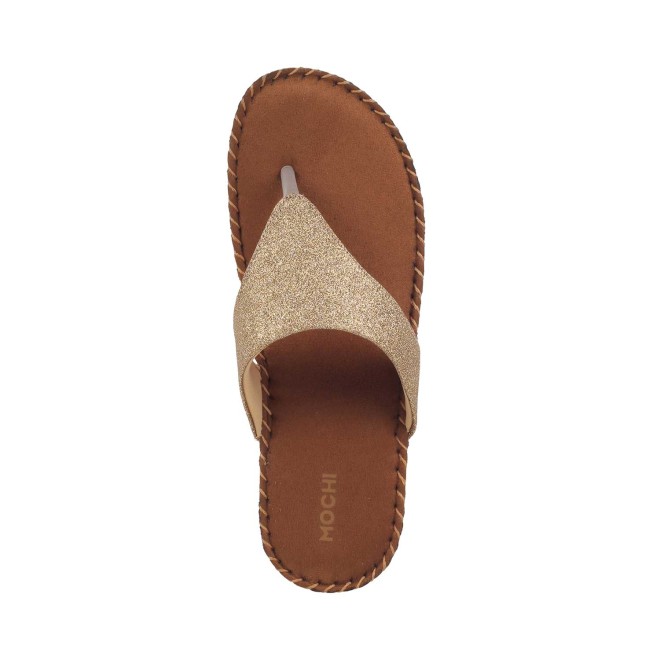 Mochi Women Antique-Gold Casual Slippers (SKU: 44-1827-28-36)