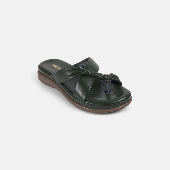 Mochi Women Green Casual Slip Ons