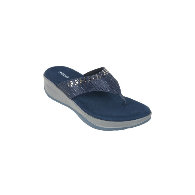 Mochi Women Blue Casual Slippers & Flip Flops (SKU: 44-199-45-37)