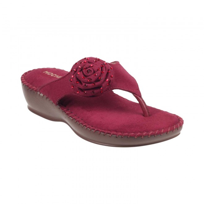 Mochi Women Maroon Casual Slippers (SKU: 44-2-44-36)