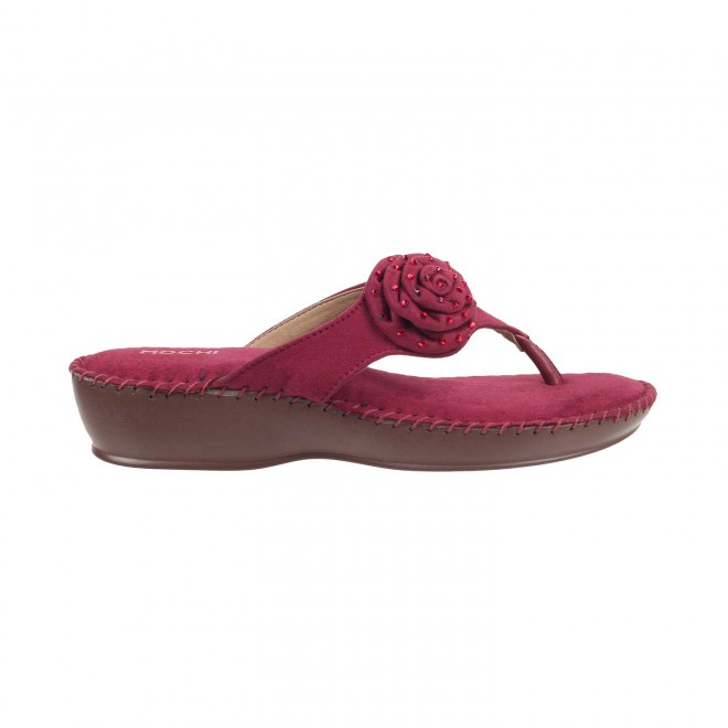 Mochi Women Maroon Casual Slippers (SKU: 44-2-44-36)