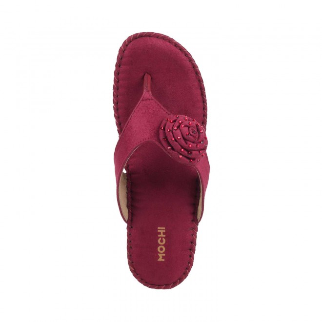 Mochi Women Maroon Casual Slippers (SKU: 44-2-44-36)