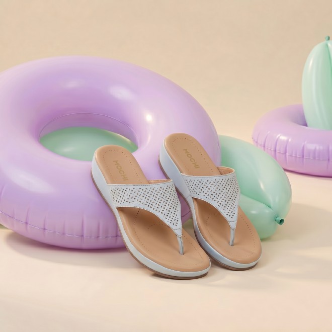 Mochi Women Blue Casual Slippers