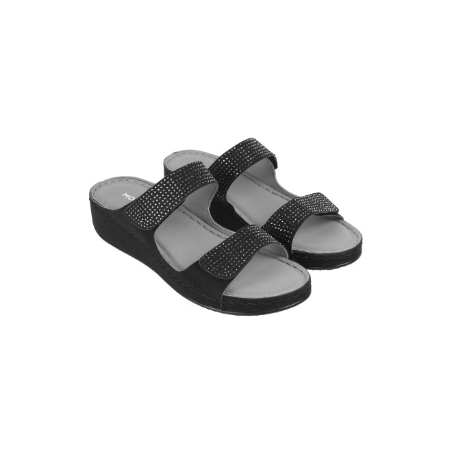 Mochi Women Black Casual Slippers & Flip Flops (SKU: 44-206-11-36)