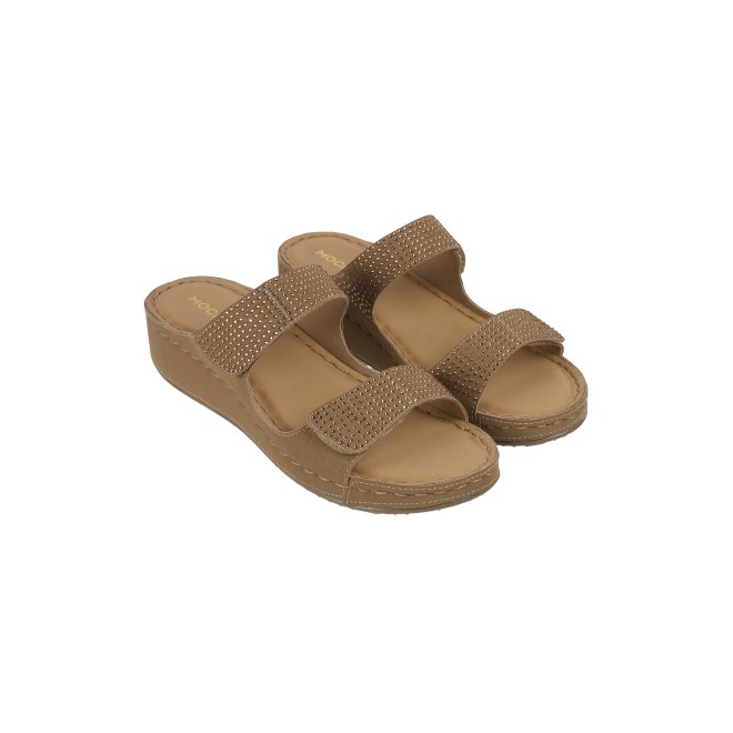 Mochi Women Beige Casual Slippers & Flip Flops (SKU: 44-206-20-36)
