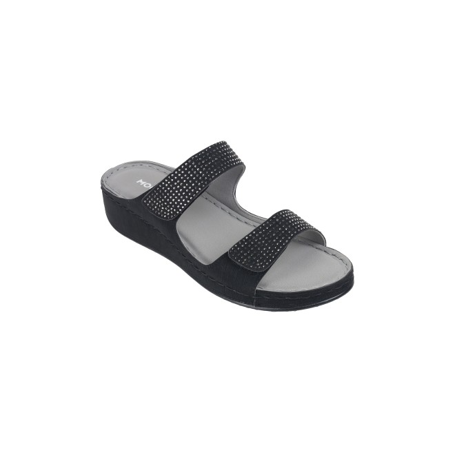 Mochi Women Black Casual Slippers & Flip Flops (SKU: 44-206-11-36)