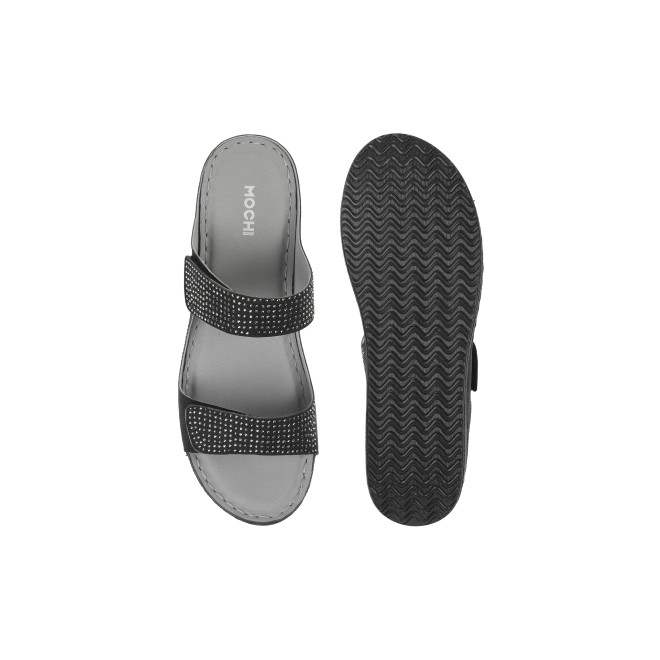 Mochi Women Black Casual Slippers & Flip Flops (SKU: 44-206-11-36)