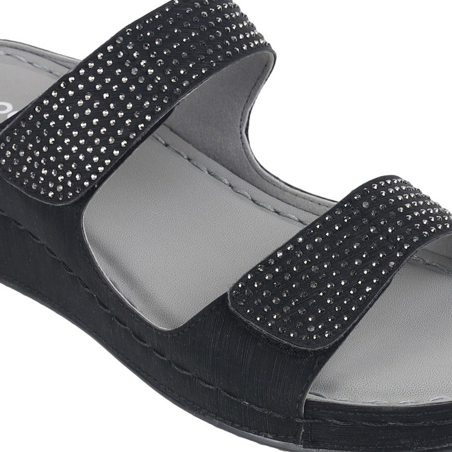 Mochi Women Black Casual Slippers & Flip Flops (SKU: 44-206-11-36)