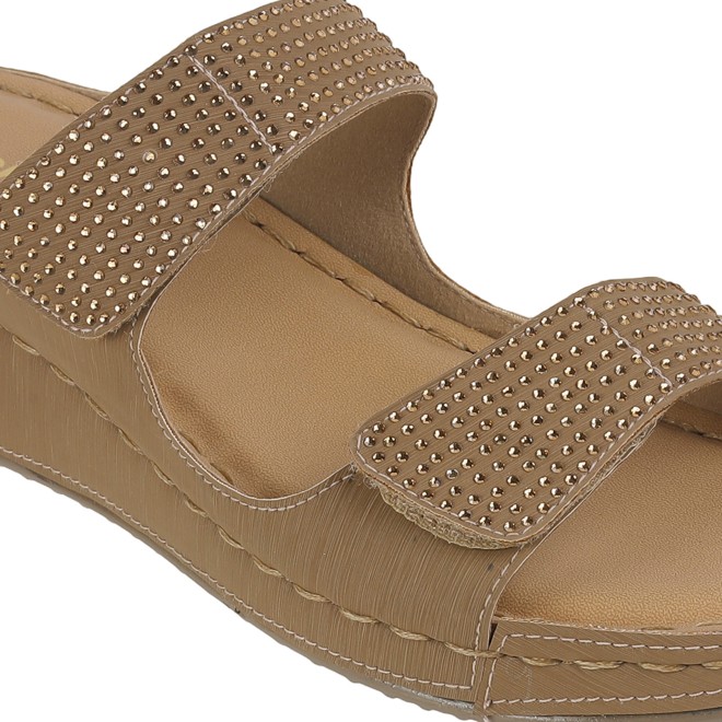 Mochi Women Beige Casual Slippers & Flip Flops (SKU: 44-206-20-36)