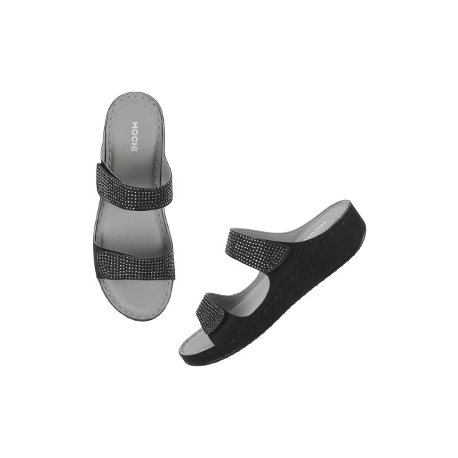 Mochi Women Black Casual Slippers & Flip Flops (SKU: 44-206-11-36)