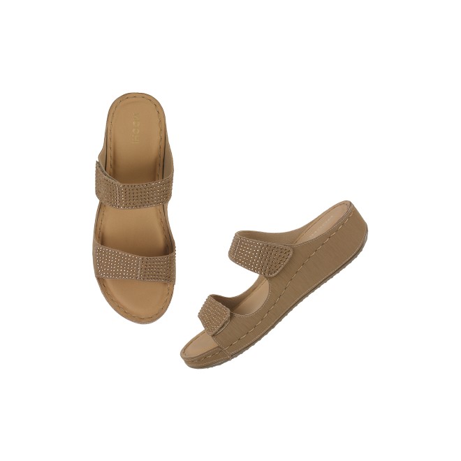 Mochi Women Beige Casual Slippers & Flip Flops (SKU: 44-206-20-36)