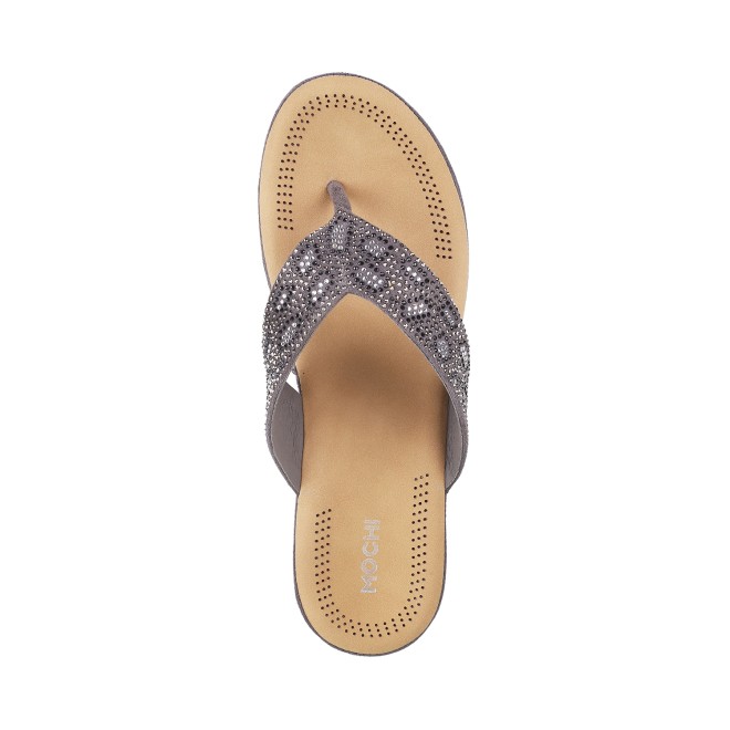 Mochi Women Gun-Metal Casual Sandals (SKU: 44-22-29-36)