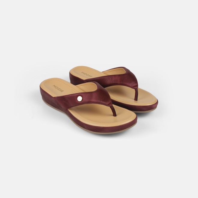 Mochi Women Maroon Casual Slippers (SKU: 44-228-44-42)