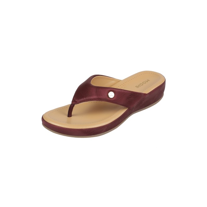 Mochi Women Maroon Casual Slippers (SKU: 44-228-44-42)