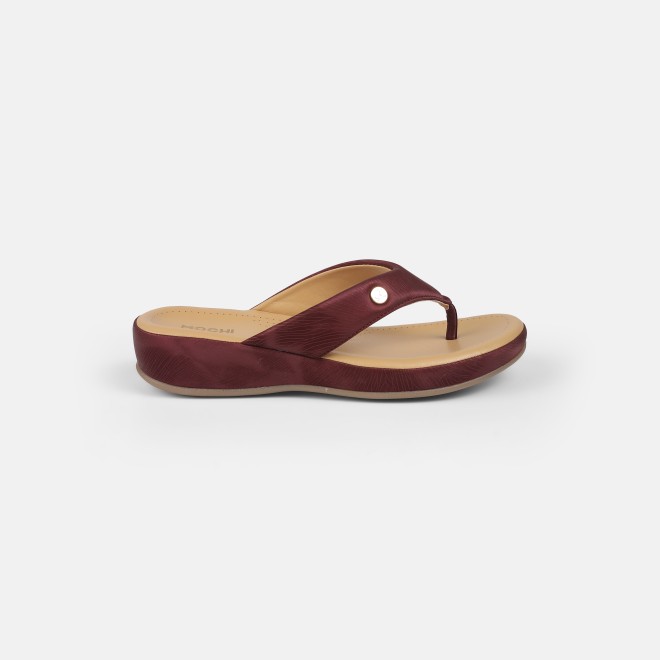 Mochi Women Maroon Casual Slippers (SKU: 44-228-44-42)