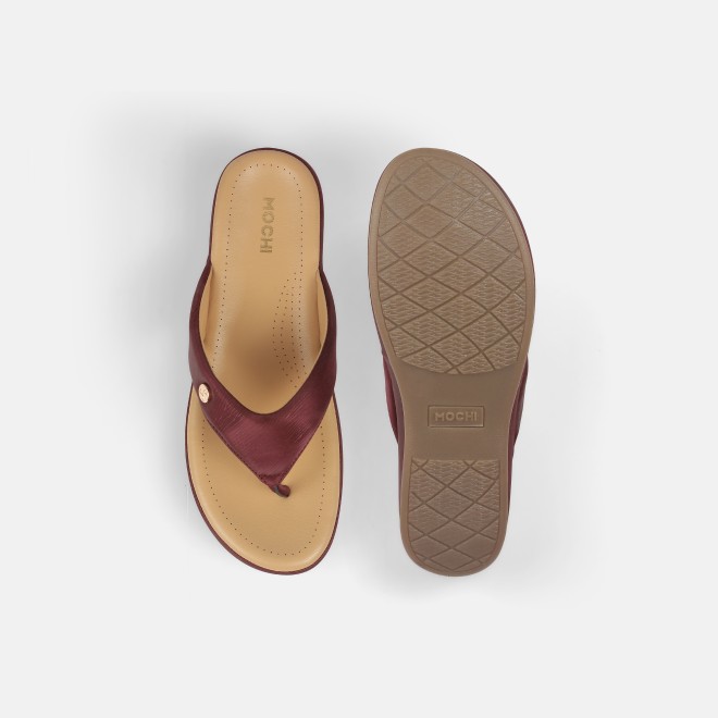 Mochi Women Maroon Casual Slippers (SKU: 44-228-44-42)