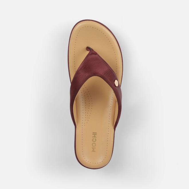 Mochi Women Maroon Casual Slippers (SKU: 44-228-44-42)