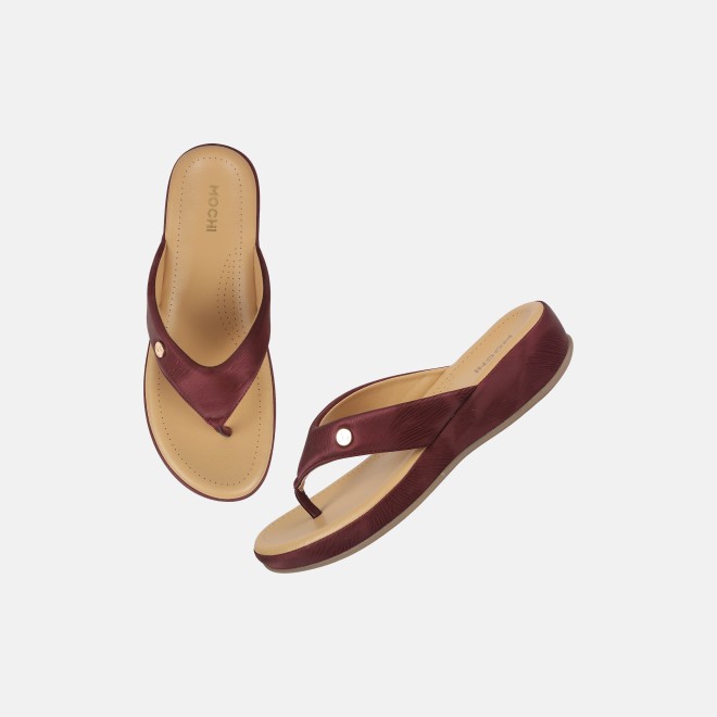 Mochi Women Maroon Casual Slippers (SKU: 44-228-44-42)
