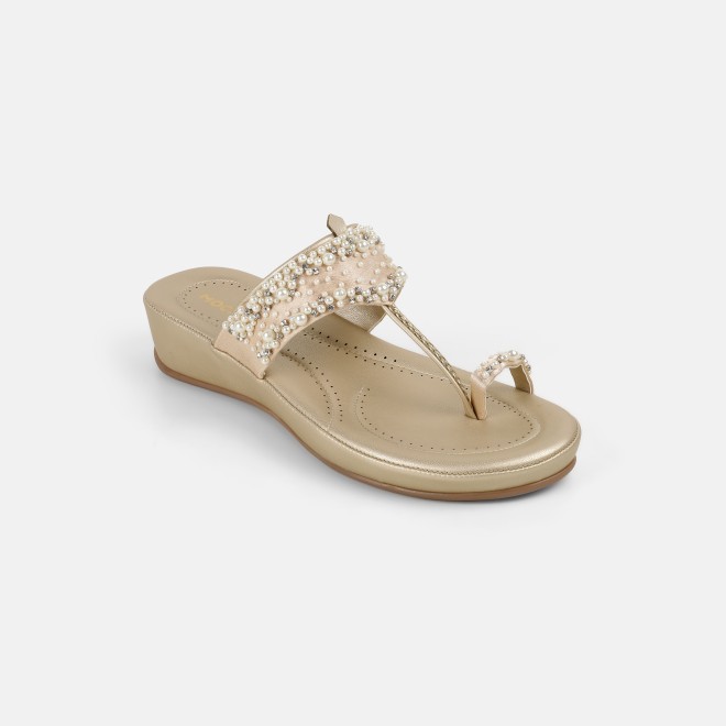 Mochi Women Gold Ethnic Kolhapuris (SKU: 44-244-15-36)