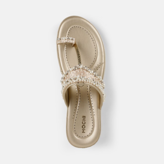 Mochi Women Gold Ethnic Kolhapuris (SKU: 44-244-15-36)
