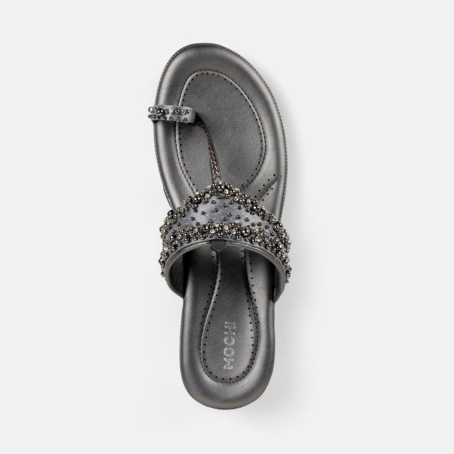 Mochi Women Gun-metal Ethnic Kolhapuris (SKU: 44-244-29-36)