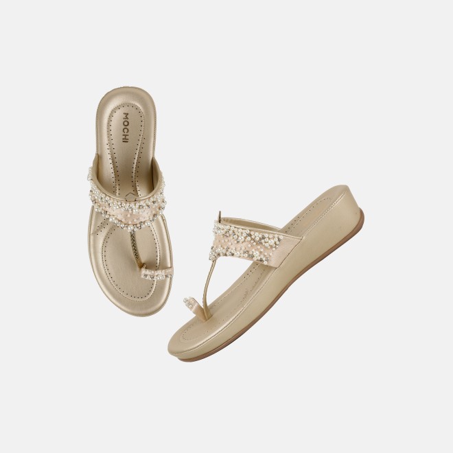 Mochi Women Gold Ethnic Kolhapuris (SKU: 44-244-15-36)