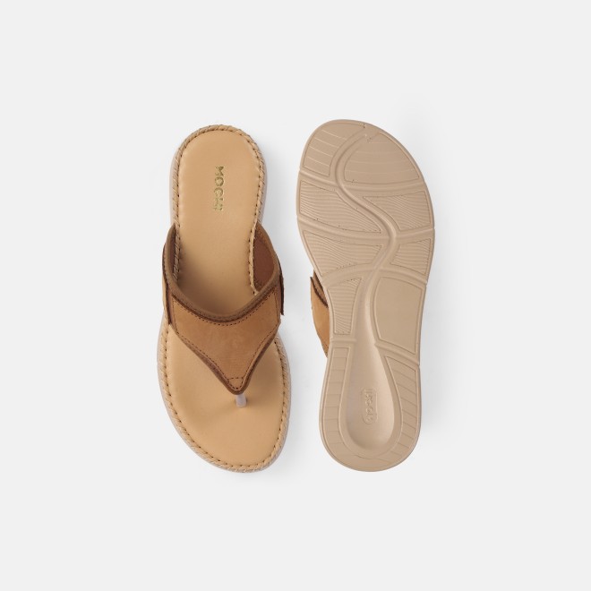 Mochi Women Beige Casual Slippers (SKU: 44-254L-20-42)