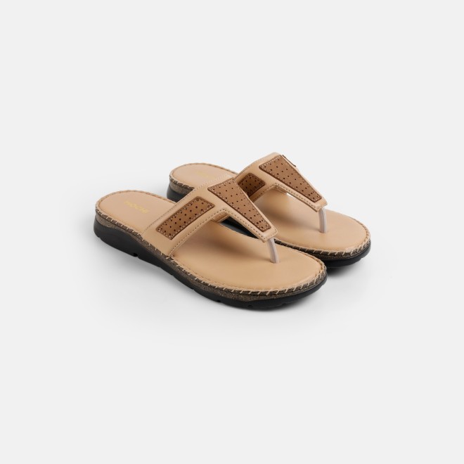 Mochi Women Beige Casual Slippers (SKU: 44-255-20-36)