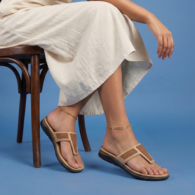 Mochi Women Beige Casual Slippers (SKU: 44-255-20-36)