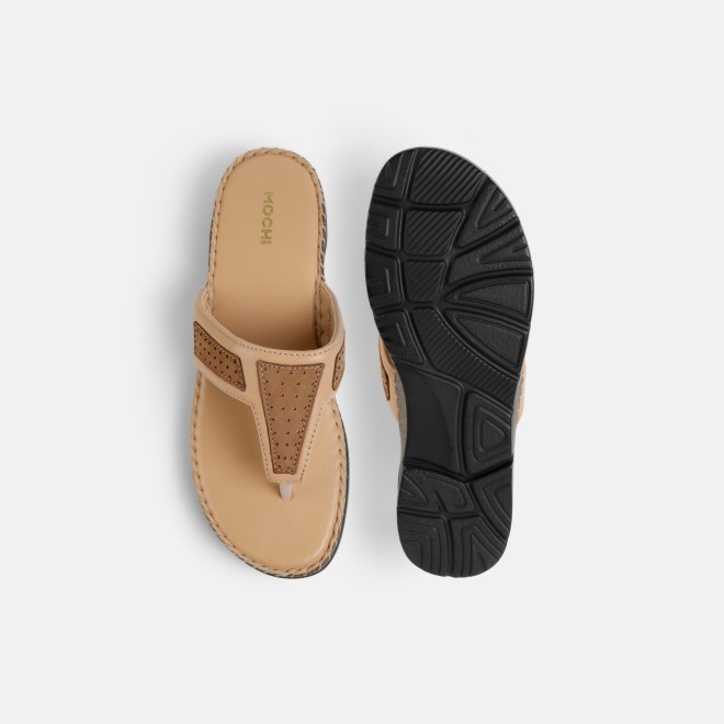 Mochi Women Beige Casual Slippers (SKU: 44-255-20-36)