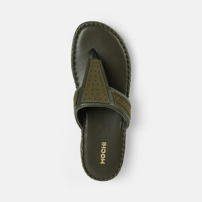 Mochi Women Olive Casual Slippers (SKU: 44-255-49-36)