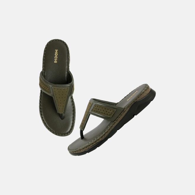 Mochi Women Olive Casual Slippers (SKU: 44-255-49-36)