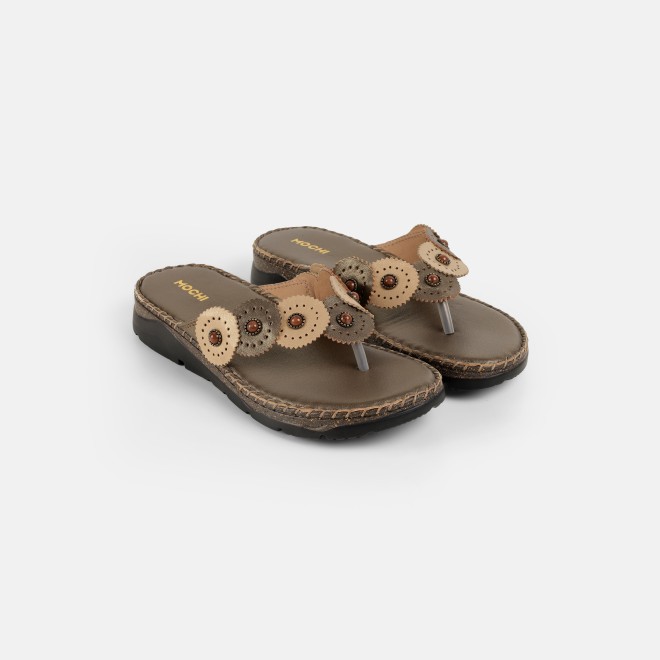 Mochi Women Antic-gold Casual Slippers (SKU: 44-277-28-36)