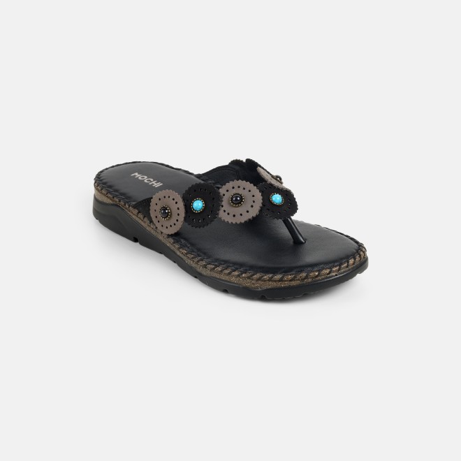 Mochi Women Black Casual Slippers