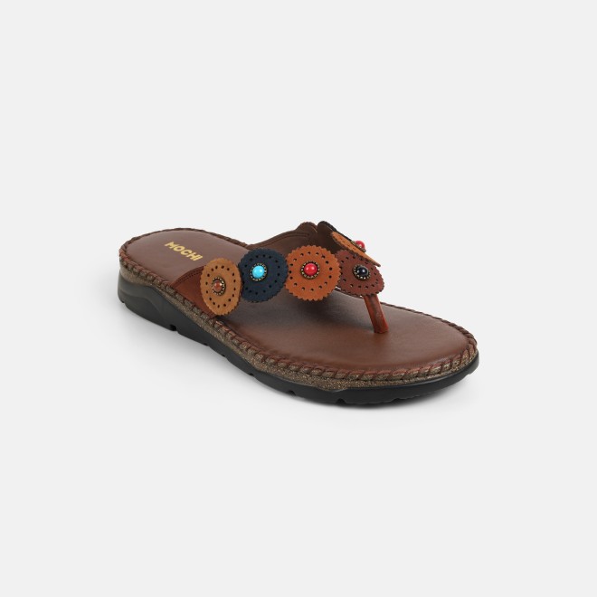Mochi Women Brown Casual Slippers