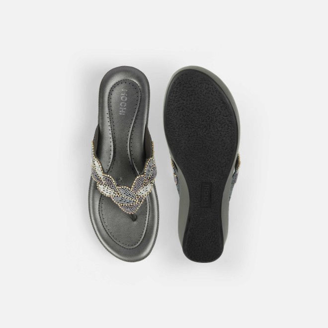 Mochi Women Gun-metal Casual Slippers (SKU: 44-294-29-36)