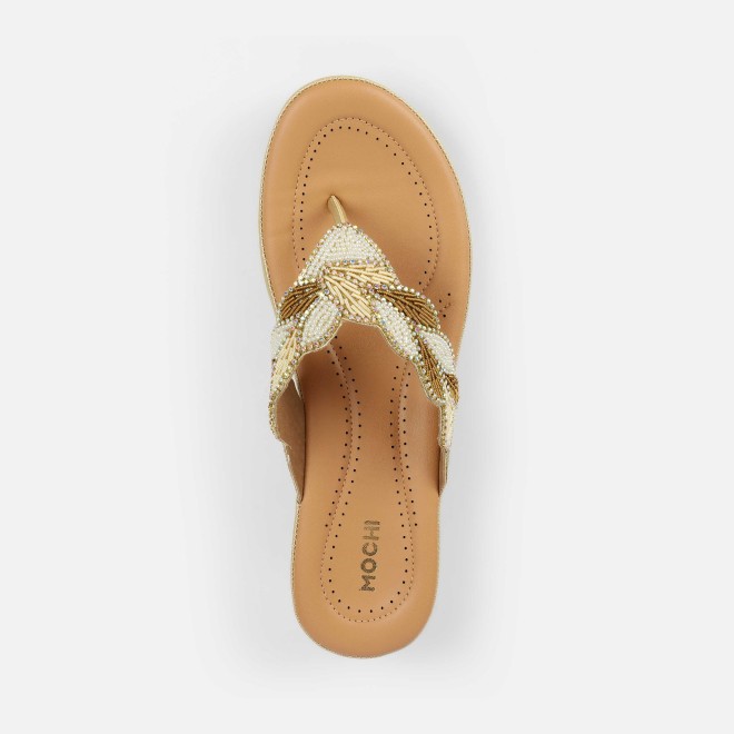 Mochi Women Gold Casual Slippers (SKU: 44-294-15-36)