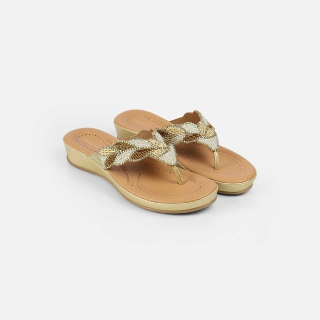 Mochi Women Gold Casual Slippers (SKU: 44-294L-15-42)