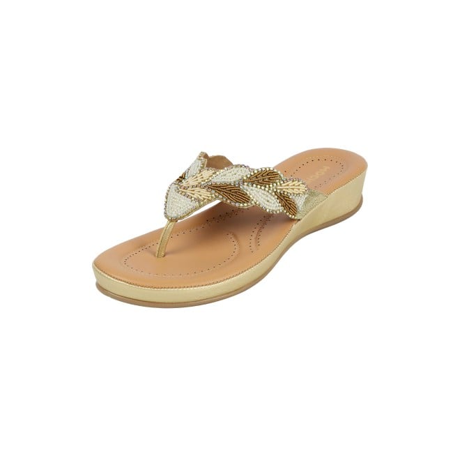 Mochi Women Gold Casual Slippers (SKU: 44-294L-15-42)