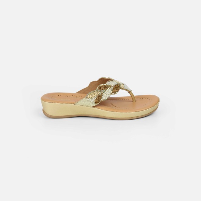 Mochi Women Gold Casual Slippers (SKU: 44-294L-15-42)