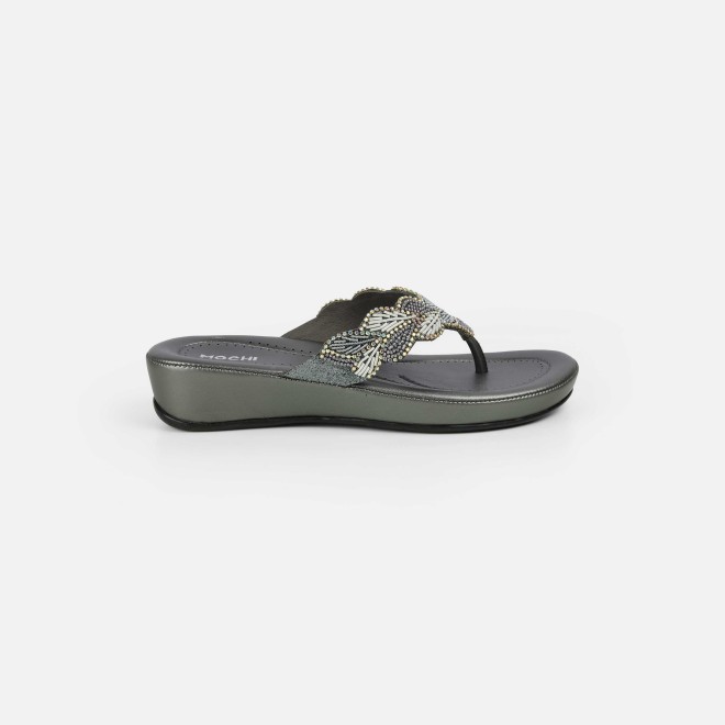 Mochi Women Gun-metal Casual Slippers (SKU: 44-294L-29-42)