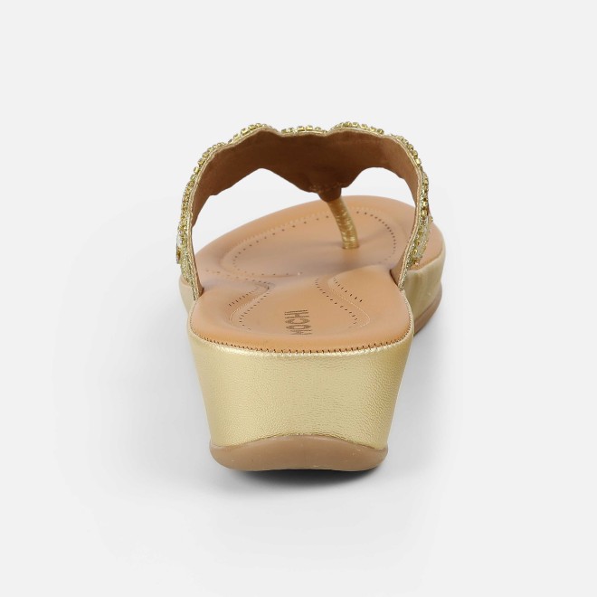 Mochi Women Gold Casual Slippers (SKU: 44-294L-15-42)